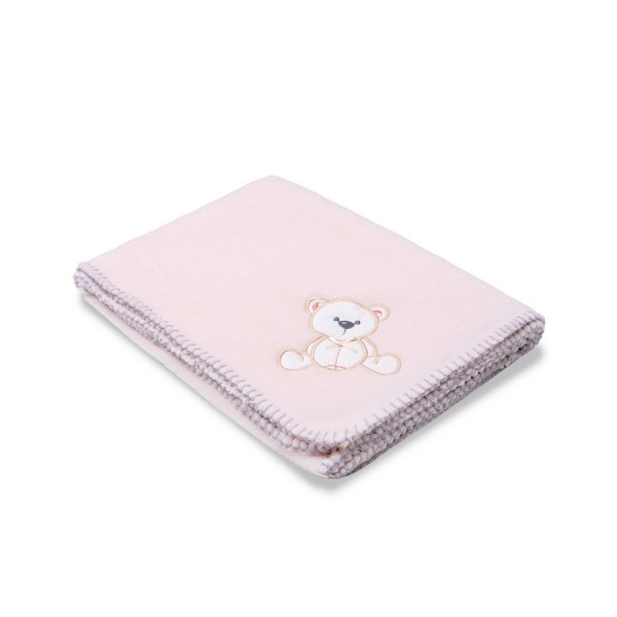Interbaby Βρεφική Κουβέρτα Αγκαλιάς Bear Pink 80x110εκ.
