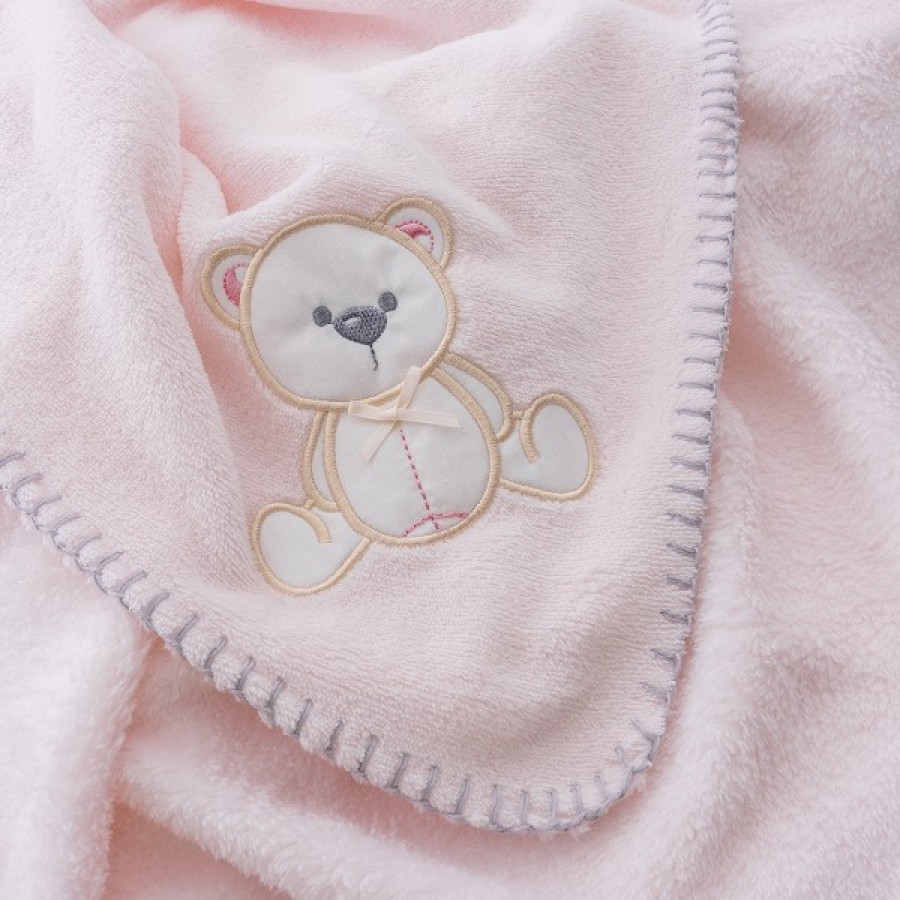 Interbaby Βρεφική Κουβέρτα Αγκαλιάς Bear Pink 80x110εκ.