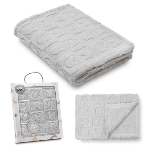 Interbaby Βρεφική Κουβέρτα Αγκαλιάς Bunnies Grey 80x110εκ.