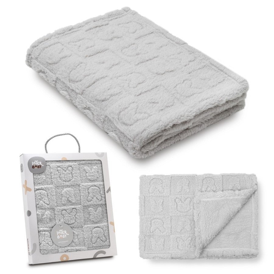 Interbaby Βρεφική Κουβέρτα Αγκαλιάς Bunnies Grey 80x110εκ.