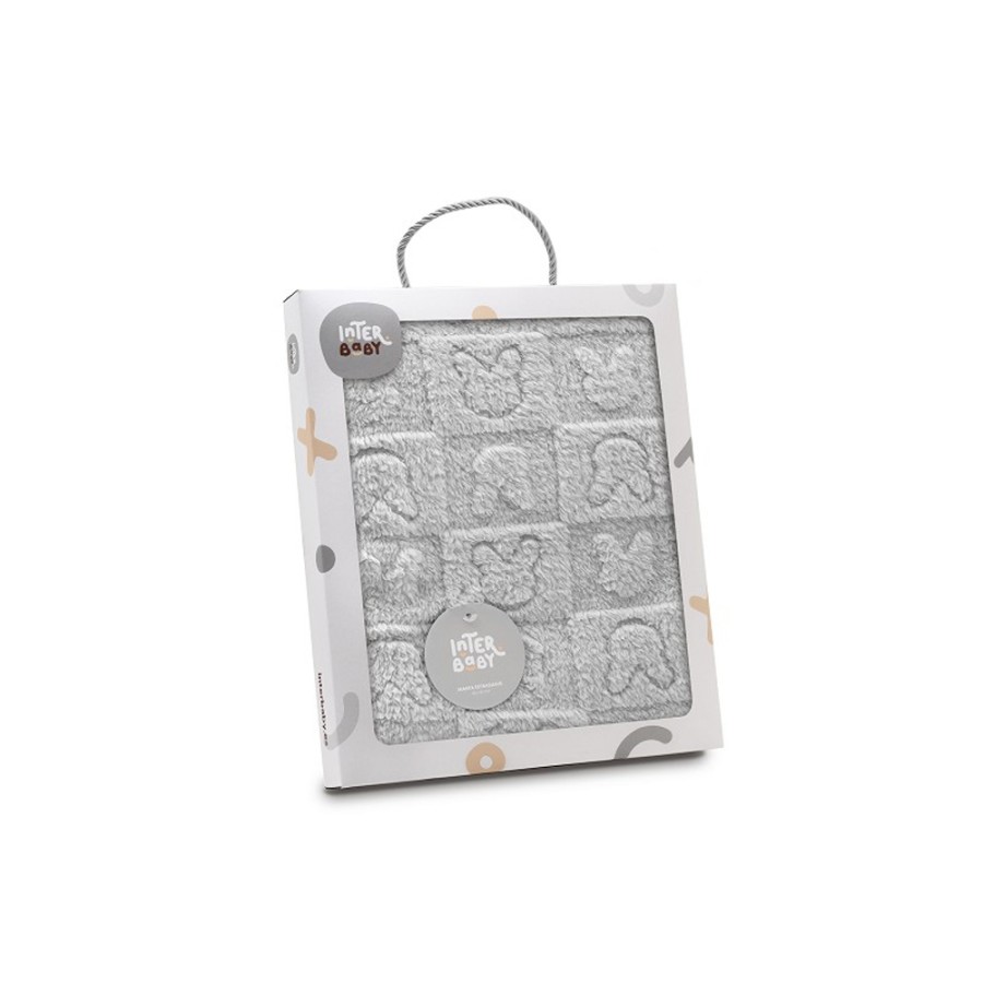 Interbaby Βρεφική Κουβέρτα Αγκαλιάς Bunnies Grey 80x110εκ.