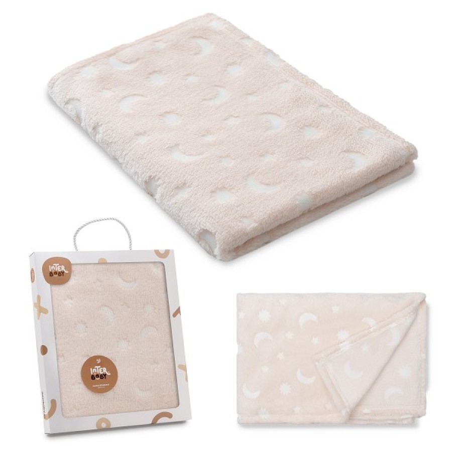 Interbaby Βρεφική Κουβέρτα Αγκαλιάς Stars Beige 80x110εκ.