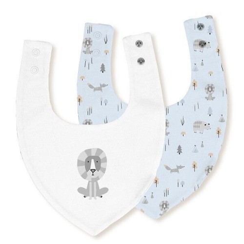 Interbaby Βρεφική Σαλιάρα Bandana Σετ 2τμχ. Fox Blue 30x20εκ.
