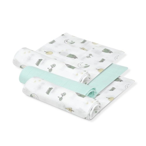 Interbaby Σετ 3 Πάνες Αγκαλιάς Bamboo 55x70εκ. Mint
