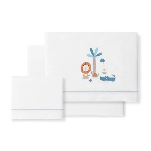 Interbaby Leon Σετ 3 Βαμβακερά Σεντόνια Λlκνου 50x80εκ. White-Grey
