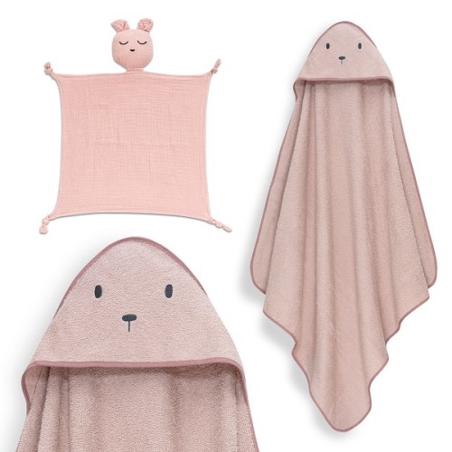 Interbaby Bear Σετ Βαμβακερό Μπουρνούζι 100x100εκ. & Πανάκι Παρηγοριάς Μουσελίνας Pink