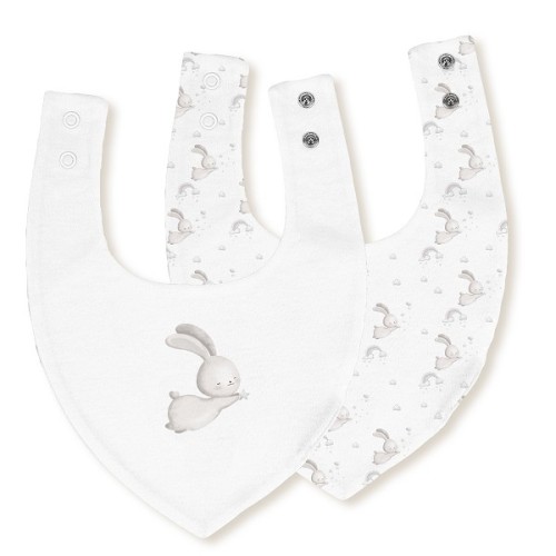 Interbaby Βρεφική Σαλιάρα Bandana Σετ 2τμχ. Bunny Grey 30x20εκ.