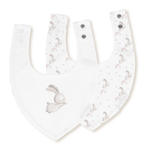Interbaby Βρεφική Σαλιάρα Bandana Σετ 2τμχ. Bunny Pink 30x20εκ.