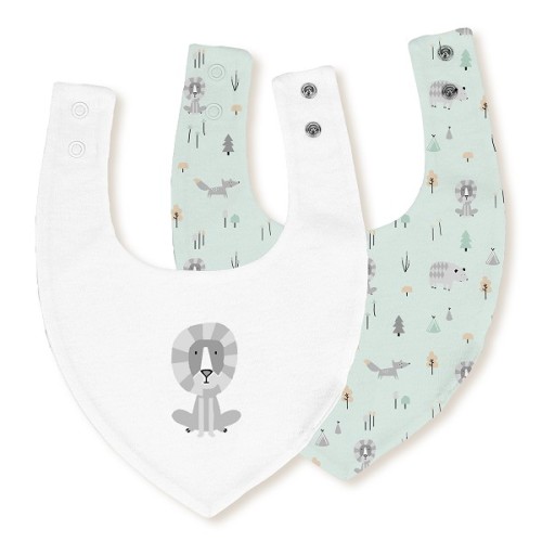 Interbaby Βρεφική Σαλιάρα Bandana Σετ 2τμχ. Fox Blue 30x20εκ.