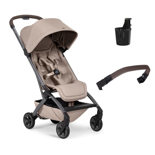 Joolz Aer² Dark Sandy Taupe – Ultra Compact Καρότσι Ταξιδιού 6.5kg | One Hand Fold | Από Νεογέννητο | Δώρο Μπάρα & Ποτηροθήκη