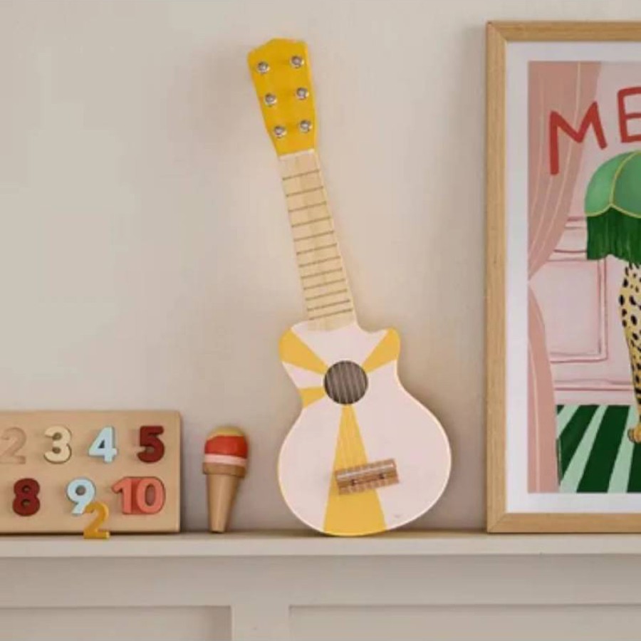 Ξύλινη Παιδική Κιθάρα Kid’s Music Κίτρινο-Λευκό Kids Concept