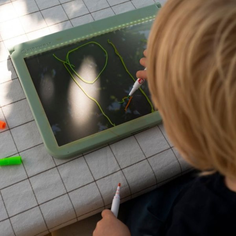 Kidywolf Παιδικό Tablet Ζωγραφικής Δύο Όψεων, Επαναφορτιζόμενο με Φως, Οθόνη LED & Μαυροπίνακα