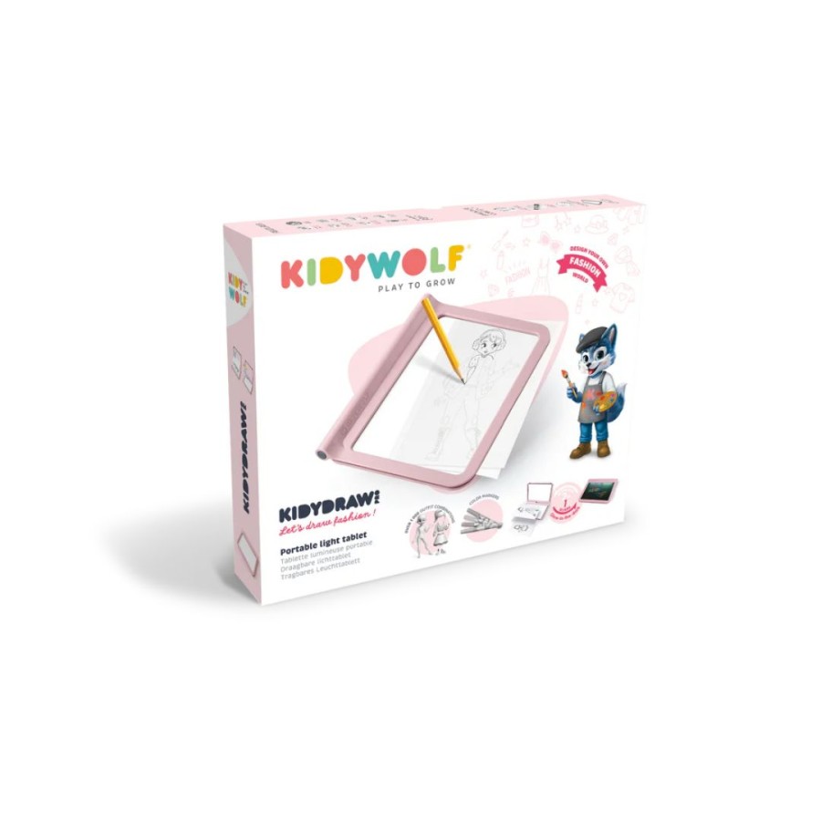 Kidywolf Tablet Ζωγραφικής με Φως, 2 Όψεων με Οθόνη LΕD & Μαυροπίνακα Σχέδιο Μόδας