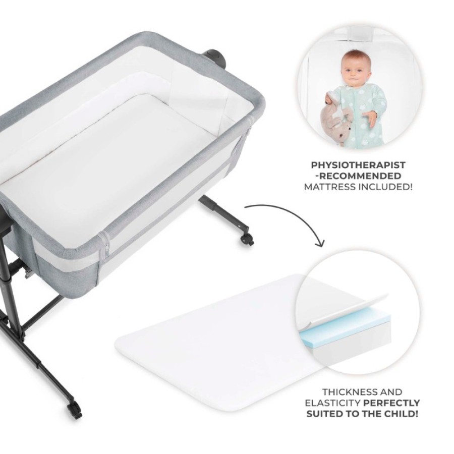 Ρυθμιζόμενο Βρεφικό Λίκνο με Στρώμα Kinderkraft NESTE UP 2 Grey