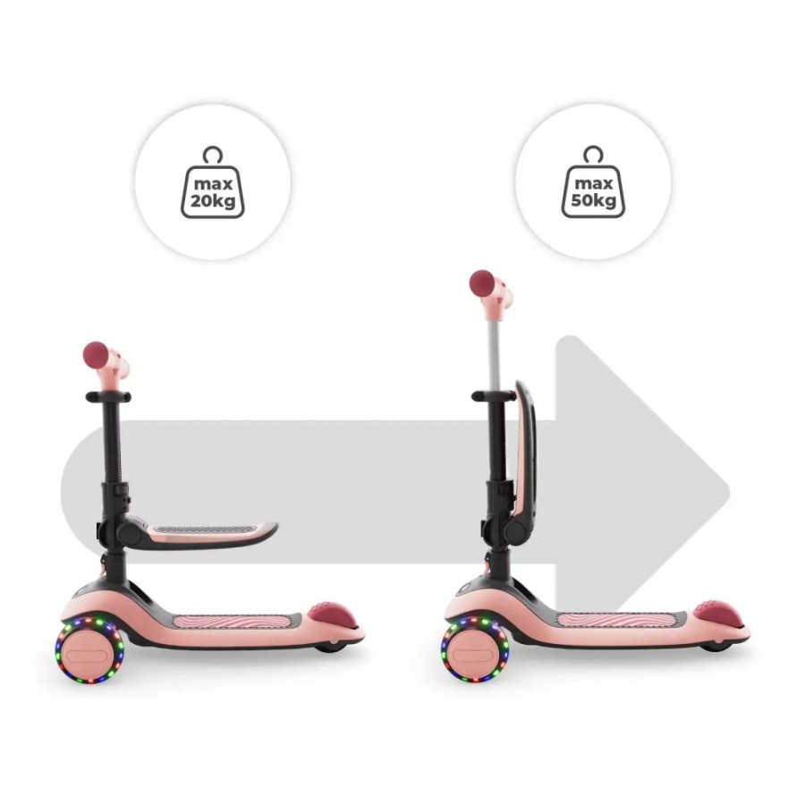 Τρίτροχο Πατίνι & Ποδήλατο Ισορροπίας 2σε1 με LED Ρόδες Kinderkraft HALLEY 2 Rose Pink
