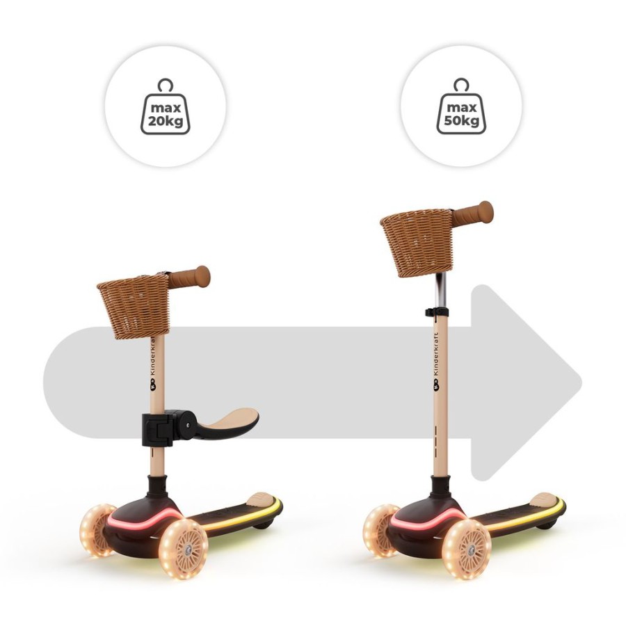 Πατίνι 2 σε 1 με Κάθισμα & LED Φωτισμό Kinderkraft RAKET UP Beige