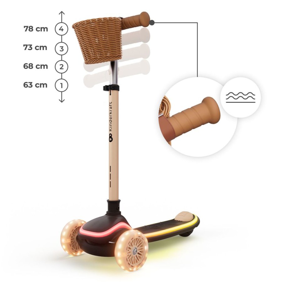 Πατίνι 2 σε 1 με Κάθισμα & LED Φωτισμό Kinderkraft RAKET UP Beige