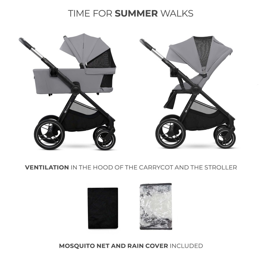 Παιδικό Σύστημα Μεταφοράς 2 σε 1 Kinderkraft ΝΕΑ 2 Platinum Grey με Πορτ-Μπεμπέ