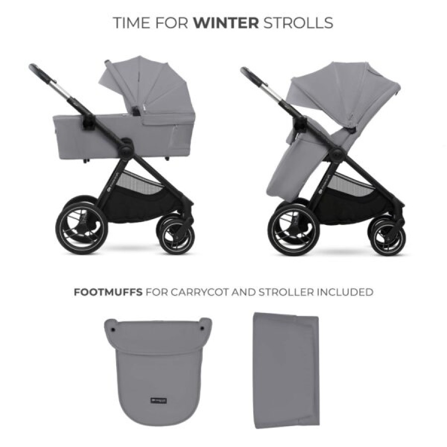 Παιδικό Σύστημα Μεταφοράς 2 σε 1 Kinderkraft ΝΕΑ 2 Platinum Grey με Πορτ-Μπεμπέ