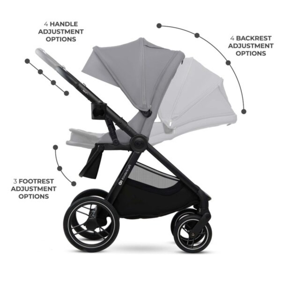 Παιδικό Σύστημα Μεταφοράς 2 σε 1 Kinderkraft ΝΕΑ 2 Platinum Grey με Πορτ-Μπεμπέ