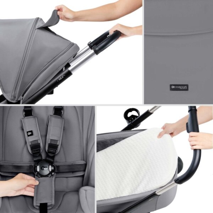 Παιδικό Σύστημα Μεταφοράς 2 σε 1 Kinderkraft ΝΕΑ 2 Platinum Grey με Πορτ-Μπεμπέ