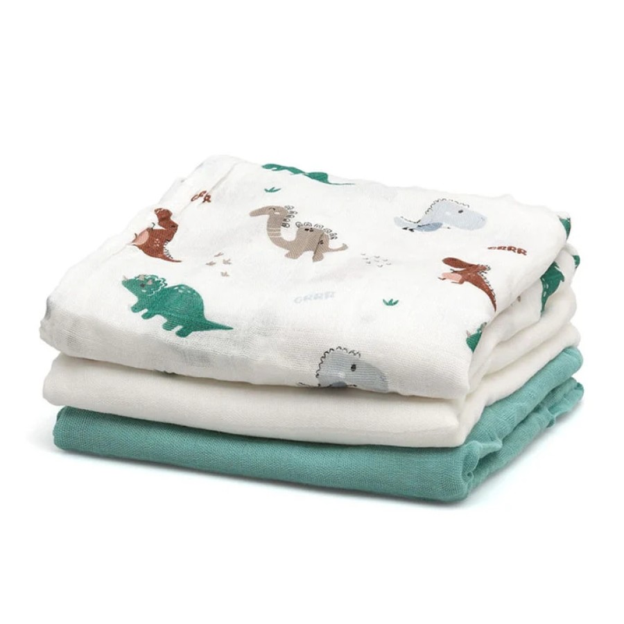 Kiokids Μουσελίνα Bamboo Dinos 70x70εκ. Σετ 3τμχ.