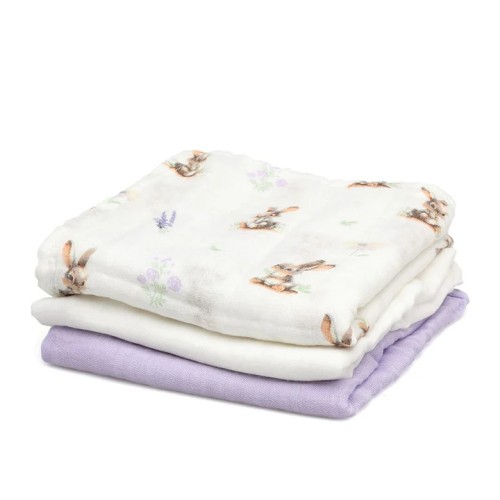 Kiokids Μουσελίνα Bamboo Lavender Bunny 70x70εκ. Σετ 3τμχ.