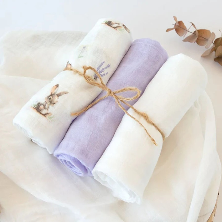 Kiokids Μουσελίνα Bamboo Lavender Bunny 70x70εκ. Σετ 3τμχ.