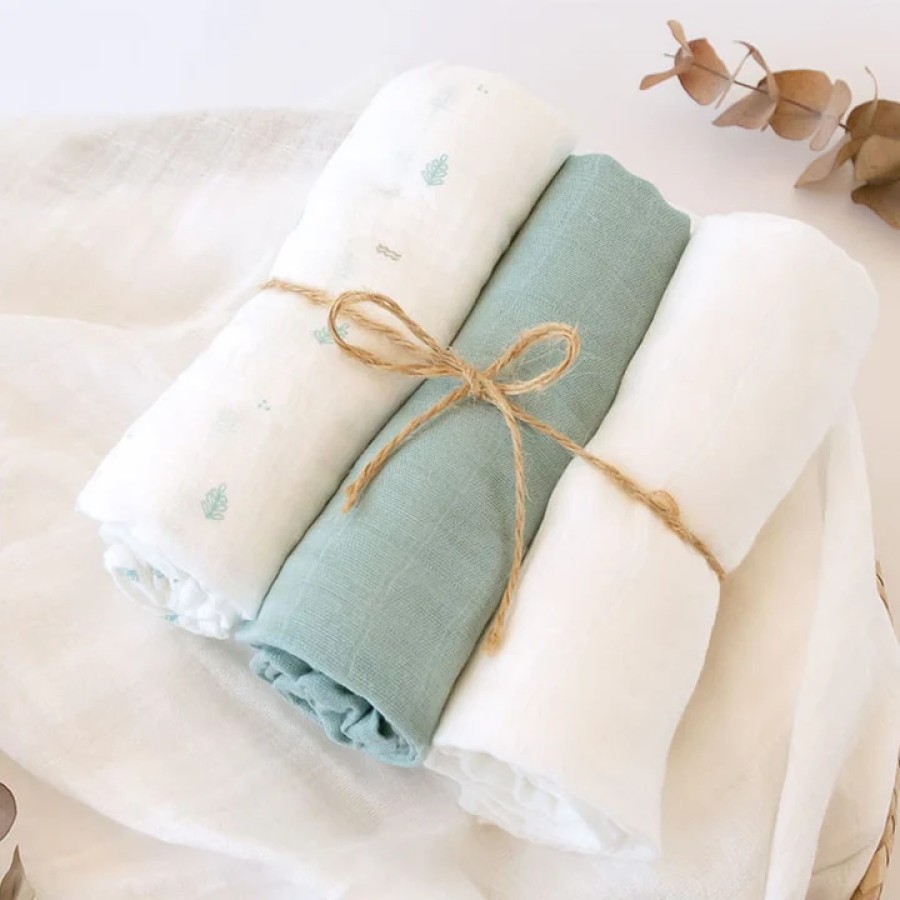 Kiokids Μουσελίνα Bamboo Petit Mint 70x70εκ. Σετ 3τμχ.