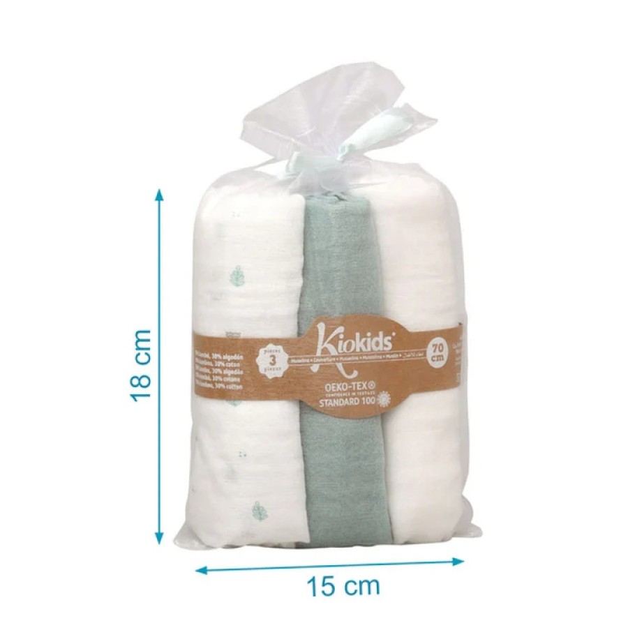Kiokids Μουσελίνα Bamboo Petit Mint 70x70εκ. Σετ 3τμχ.