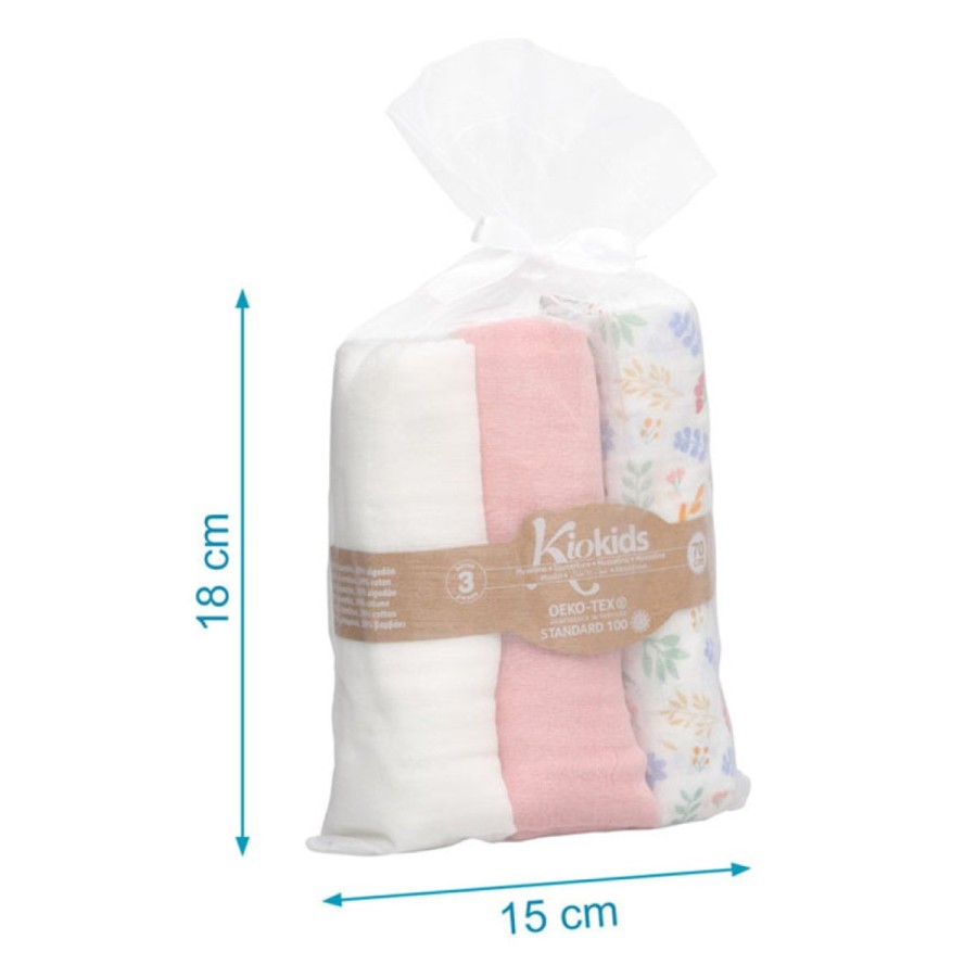 Βρεφική Μουσελίνα Bimbidreams Bamboo Spring Ροζ 70x70εκ. Σετ 3τμχ.