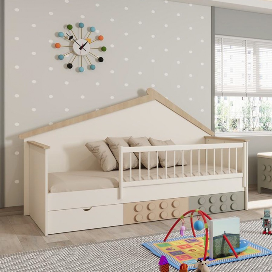 Bebe Stars Montessori Κρεβάτι LEGO 90x200cm με Συρτάρια Αποθήκευσης