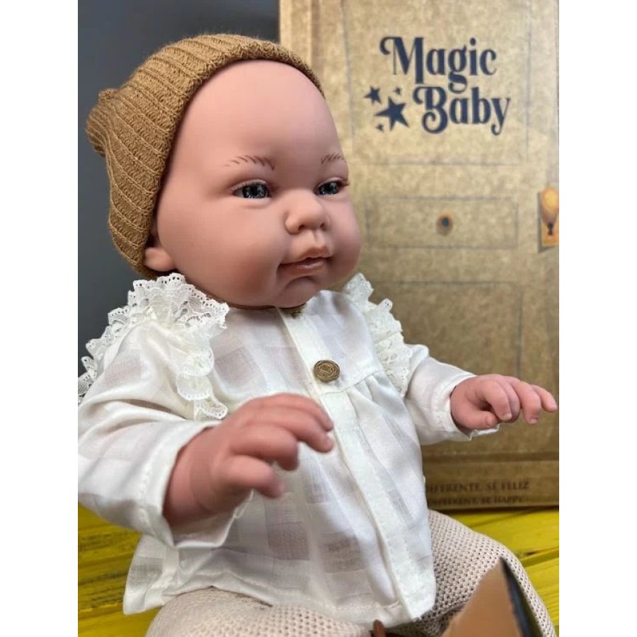 Lamagik Magic Baby Χειροποίητη Κούκλα Marina με Marina με Λευκό Πουκάμισο & Καφέ Σκουφάκι 45εκ. Ελαφρώς Αρωματισμένη