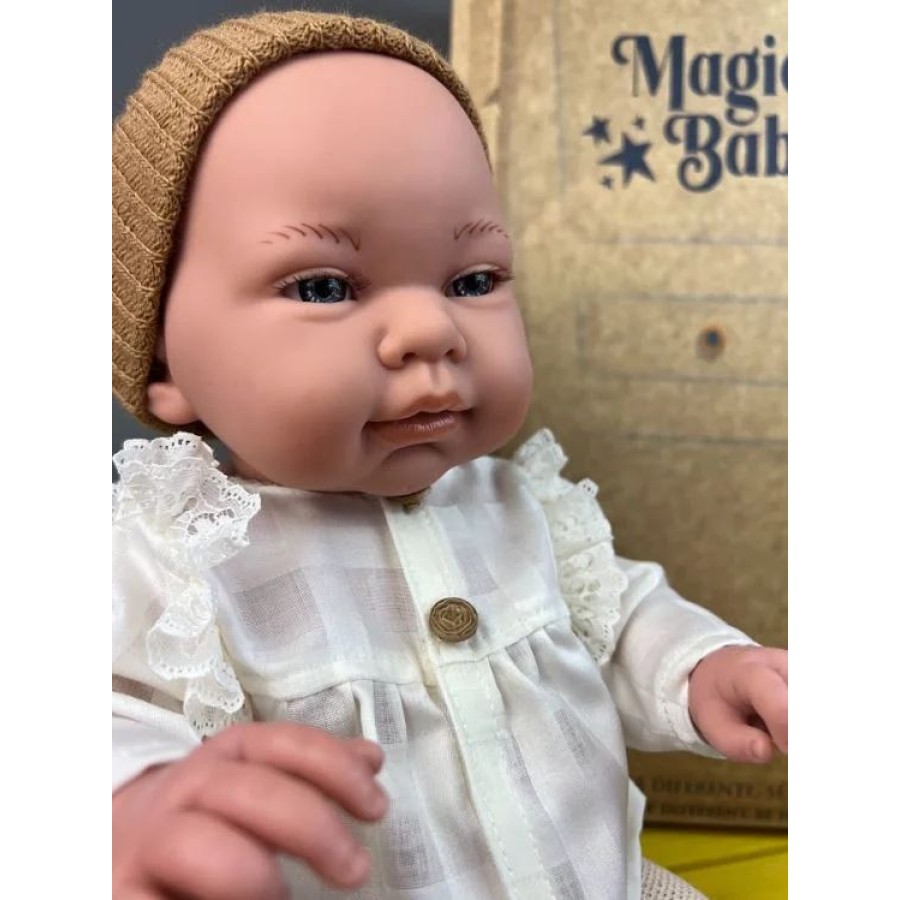 Lamagik Magic Baby Χειροποίητη Κούκλα Marina με Marina με Λευκό Πουκάμισο & Καφέ Σκουφάκι 45εκ. Ελαφρώς Αρωματισμένη