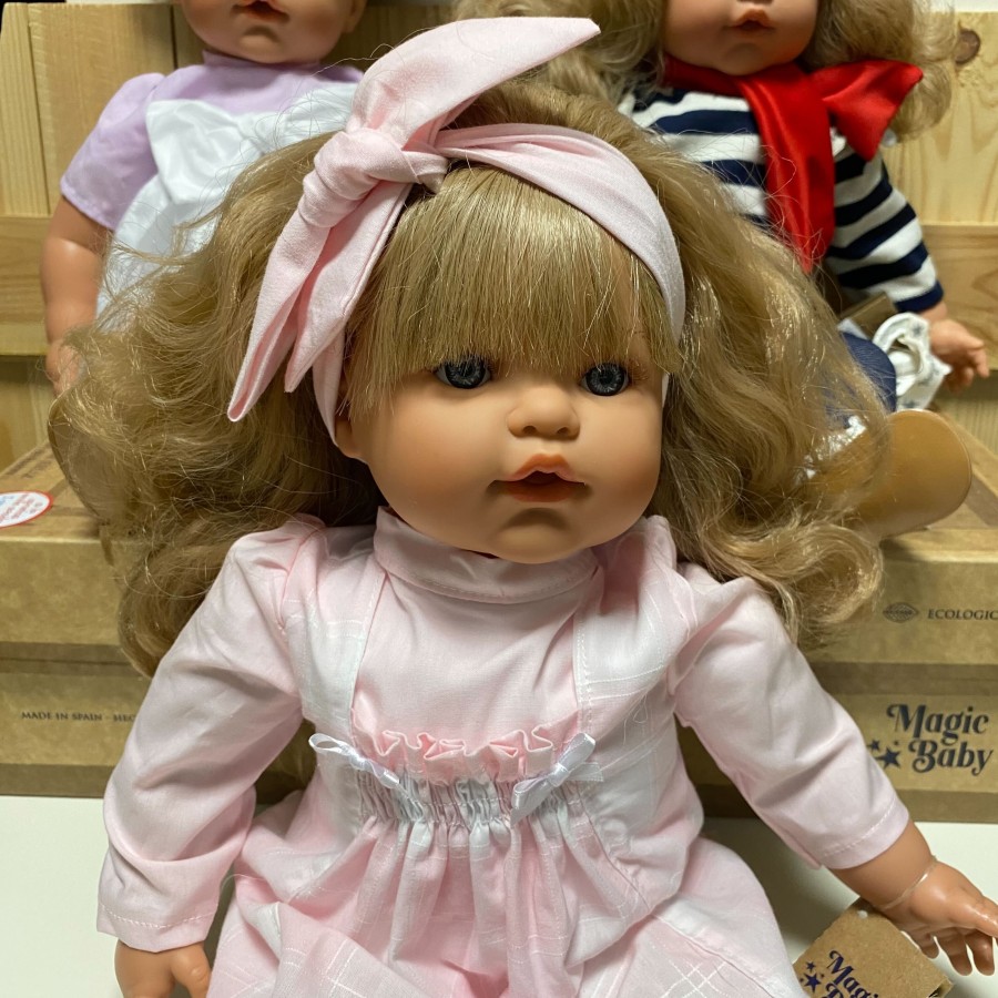 Lamagik Magic Baby Χειροποίητη Κούκλα Susy με Μηχανισμό Που Κλαίει και Γελά με Ροζ Φόρεμα 47εκ.