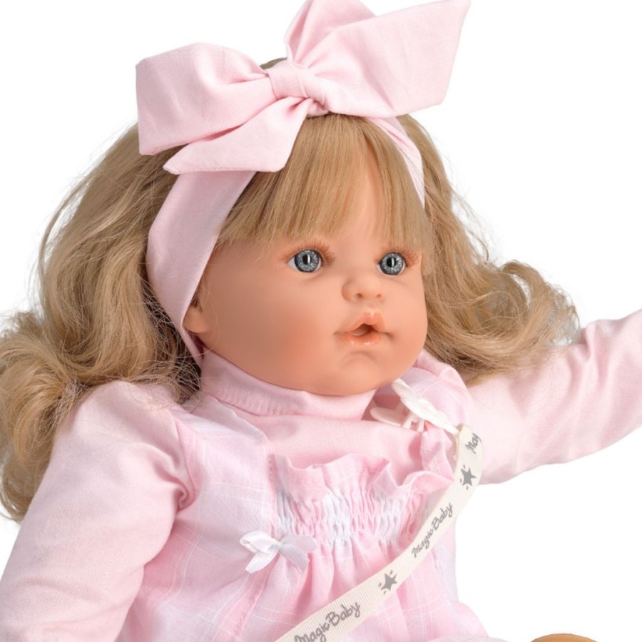 Lamagik Magic Baby Χειροποίητη Κούκλα Susy με Μηχανισμό Που Κλαίει και Γελά με Ροζ Φόρεμα 47εκ.