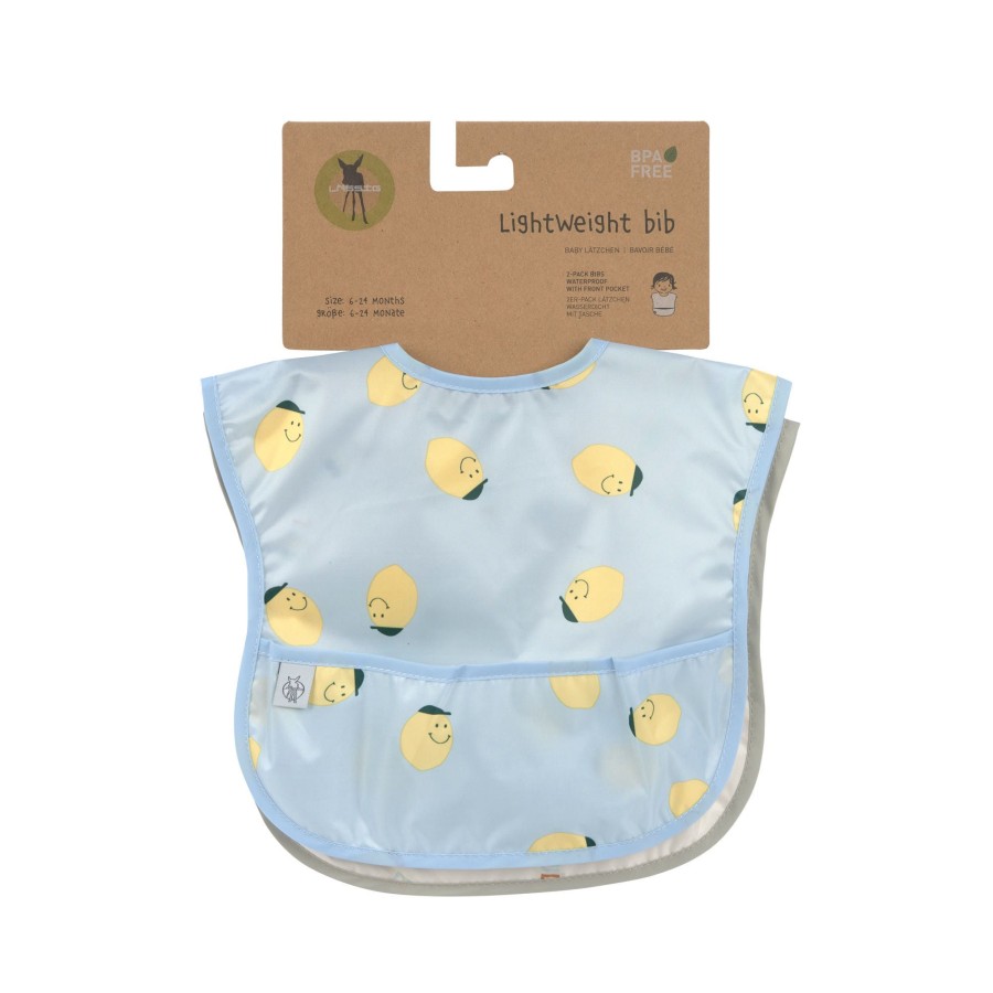Lassig Αδιάβροχη Σαλιάρα με Τσέπη Happy Fruits Lemon 2τμχ.