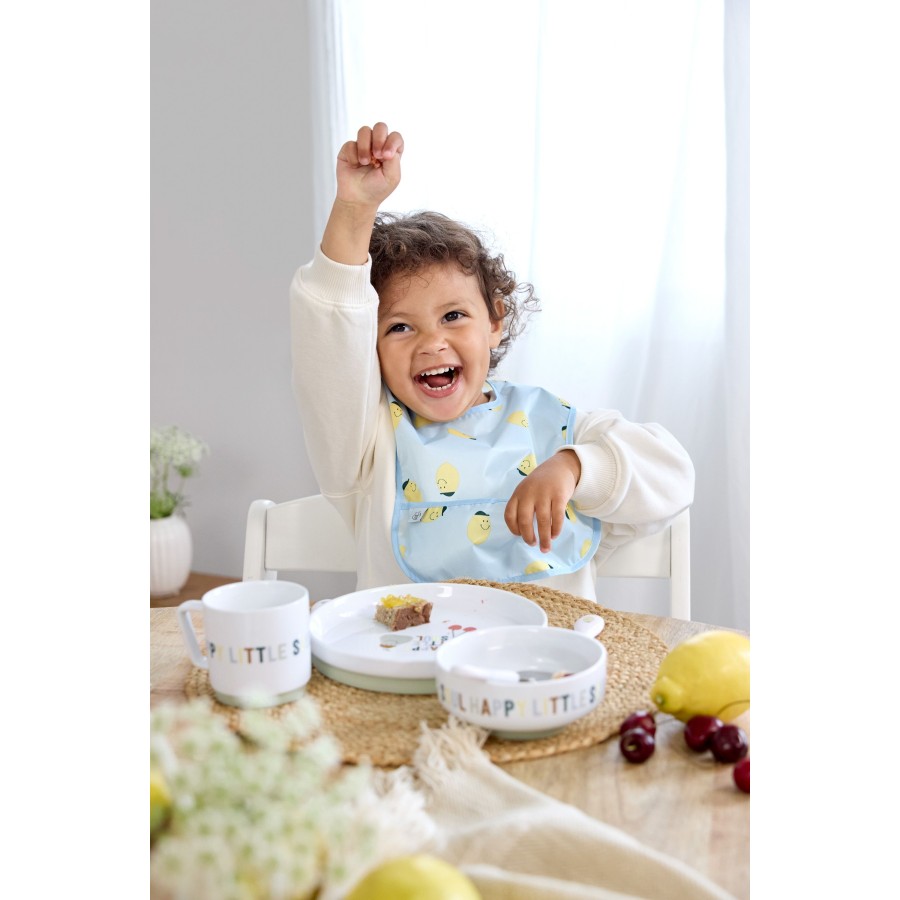 Lassig Αδιάβροχη Σαλιάρα με Τσέπη Happy Fruits Lemon 2τμχ.