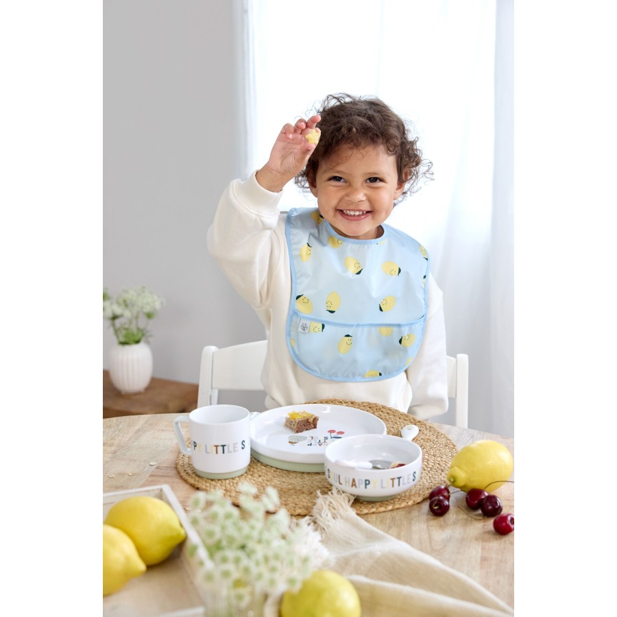 Lassig Αδιάβροχη Σαλιάρα με Τσέπη Happy Fruits Lemon 2τμχ.