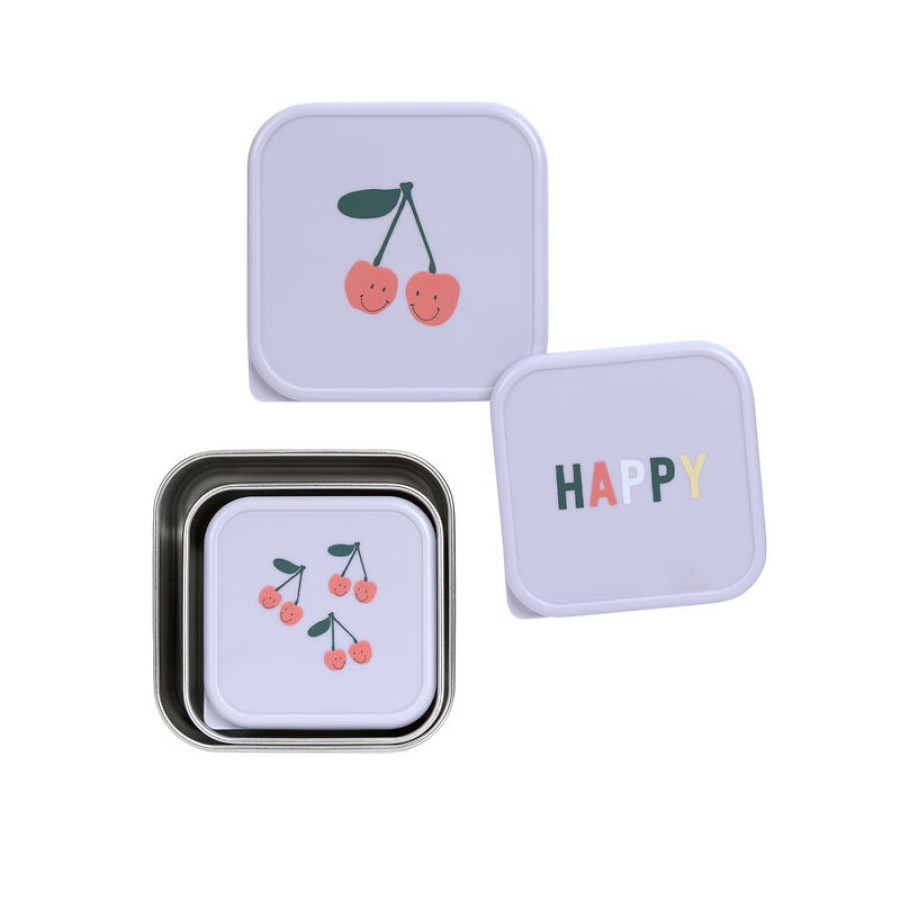 Lassig Παιδικό Σετ 3 Δοχεία Φαγητού Snackbox Inox Happy Fruits Cherry