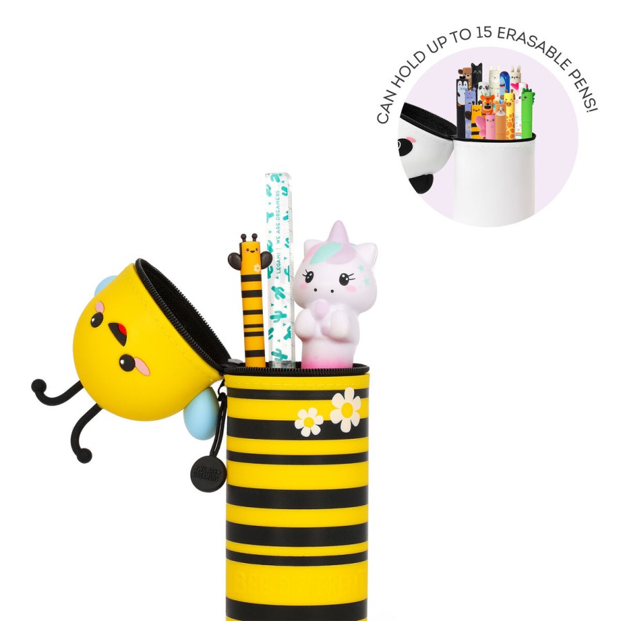 Κασετίνα Μολυβοθήκη Σιλικόνης 2 σε 1 Legami Milano Kawaii Bee Κίτρινη