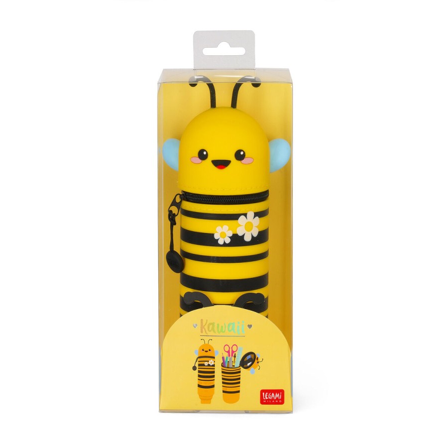 Κασετίνα Μολυβοθήκη Σιλικόνης 2 σε 1 Legami Milano Kawaii Bee Κίτρινη