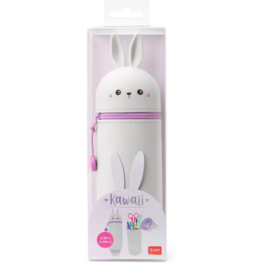 Legami Milano Kawaii Κασετίνα Μολυβοθήκη Σιλικόνης 2 σε 1 Bunny- γκρι