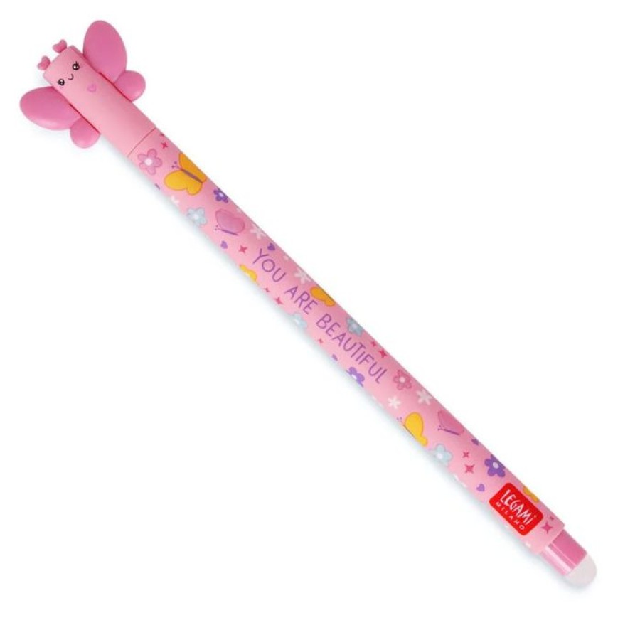 Legami Παιδικό Στιλό Gel 0.7mm με Γόμα με Ροζ Μελάνι Butterfly