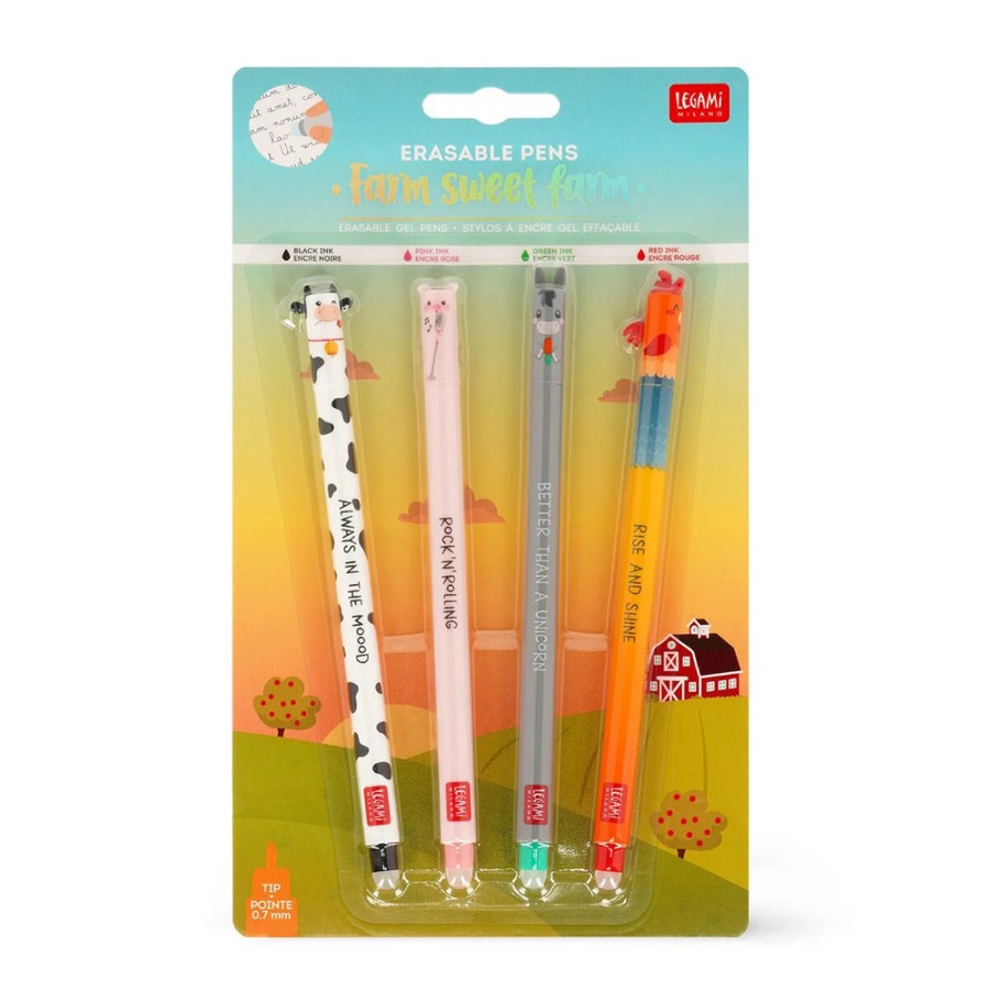 Σετ Παιδικά Στιλό Gel 0.7mm με Γόμα Legami Farm Sweet Farm
