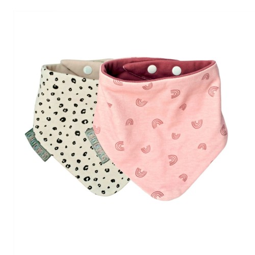 Σετ 2 Σαλιάρες Μπαντάνες Cheeky Chompers Dribble Bib Leopard & Rainbow