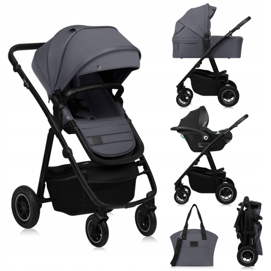 Lionelo Amber Plus Βρεφικό Πολυκαρότσι Καρότσι 3 σε 1 έως 22kg Gray Graphite