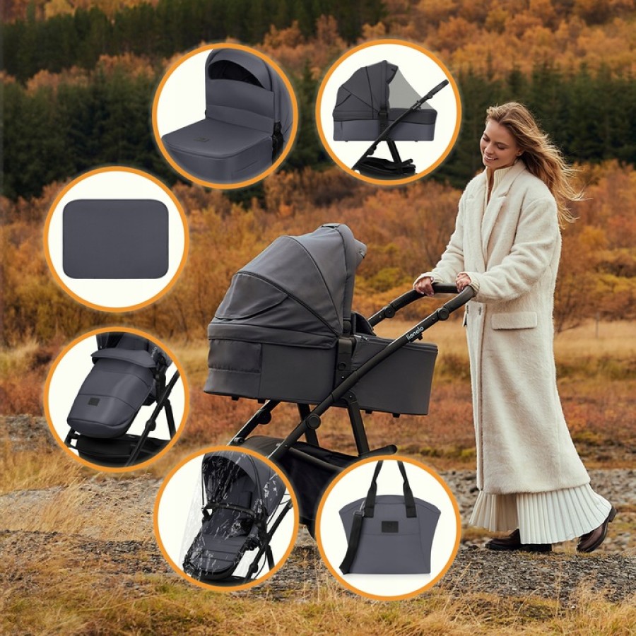 Lionelo Amber Plus Βρεφικό Πολυκαρότσι Καρότσι 3 σε 1 έως 22kg Gray Graphite