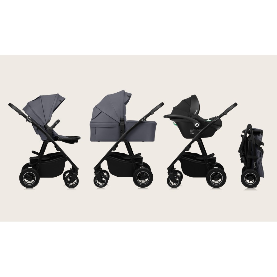 Lionelo Amber Plus Βρεφικό Πολυκαρότσι Καρότσι 3 σε 1 έως 22kg Gray Graphite