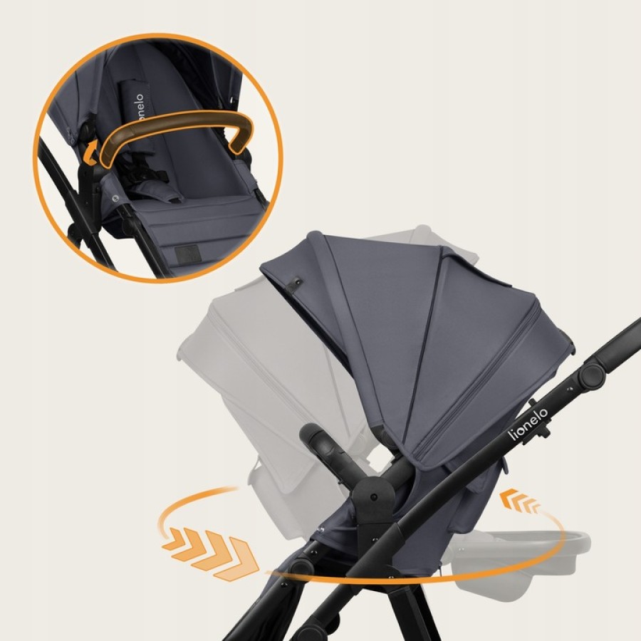 Lionelo Amber Plus Βρεφικό Πολυκαρότσι Καρότσι 3 σε 1 έως 22kg Gray Graphite